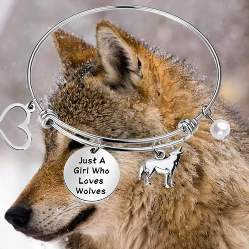 Miniatura 6 de FAADBUK Pulsera divertida de lobo para amantes de los animales, regalo de Just A Girl Who Loves Wolves Jewelry Bracelet Wolf Lover Gift Wolf