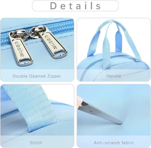 Miniatura 6 de abshoo Bolsa de almuerzo reutilizable para mujeres y niñas, bolsa de almuerzo aislada para la escuela, trabajo, picnic, viajes (azul claro)