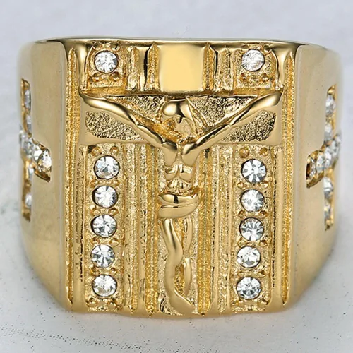Miniatura 3 de Joyeros Jude - Anillo de acero inoxidable con cruz cristiana de Jesús
