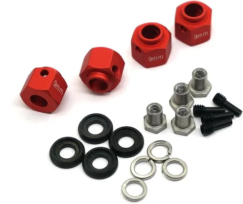 Miniatura 3 de MOHERO Bujes de rueda hexagonales de aleación de aluminio de 0.354 in de grosor y 0.472 in para Trx4 1/10 RC modelo Crawler (rojo, 0.354 in)
