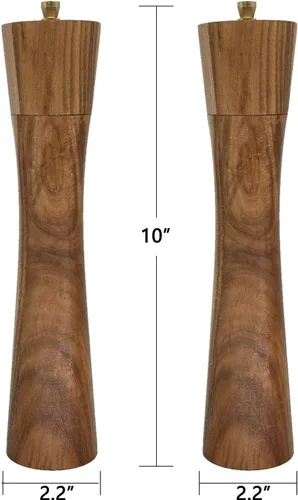 Miniatura 2 de Molinillo de pimienta de madera, molinillo de pimienta con grosor ajustable, madera de acacia recargable, salero y pimentero, molinillo manual de 10
