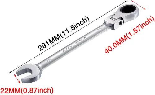 Miniatura 2 de KATUR Juego de llaves de trinquete de 0.866 in con cabezal giratorio flexible, llave combinada de trinquete, herramienta métrica de acero al cromo