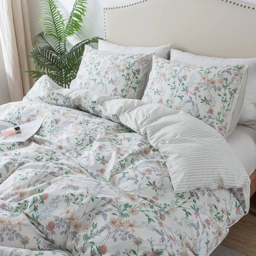 Miniatura 51 de HoneiLife Funda de edredón retro tamaño King, funda de edredón 100% algodón, suave y transpirable, juegos de ropa de cama para cama King