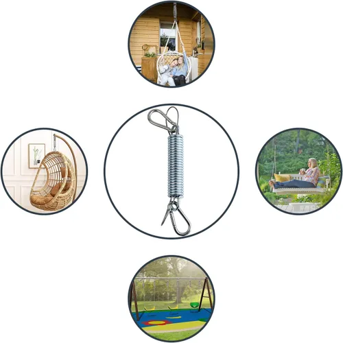 Miniatura 6 de Muelles oscilantes para porche, capacidad de 700 libras, kit de resorte de acero inoxidable para silla colgante, 2 resortes, 4 mosquetones de gancho