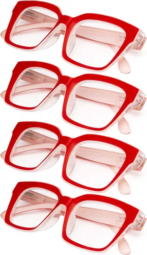 Miniatura 9 de Paquete de 4 lentes para mujer con marco cuadrado de gran tamaño para mujeres lectoras