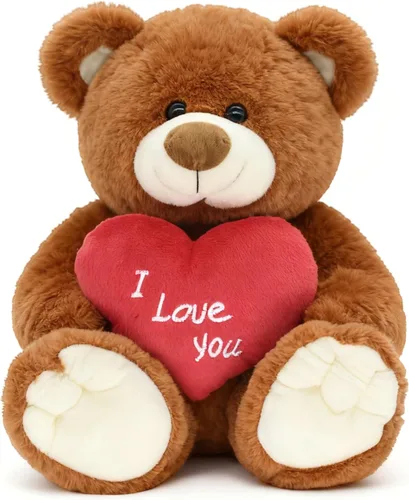 ¡Te quiero! Oso de peluche de 10 pulgadas con corazón rojo, muñeca de oso de peluche suave, juguetes de peluche, regalos para ella/novia, amante,