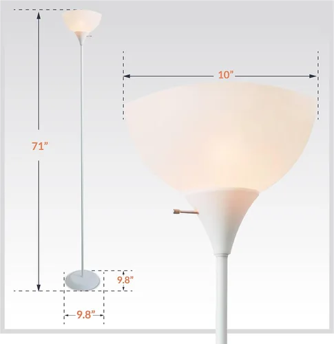 Miniatura 10 de Newhouse Lighting NHFL-JO-WH Joey Lámpara de pie moderna de 71 pulgadas para dormitorios, sala de estar, lámpara de pie duradera para el hogar