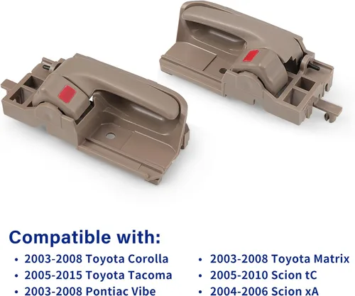 Miniatura 5 de Juego de Manijas de Puerta Interior Compatible con Toyota Corolla 2003-2008, Toyota Tacoma 2005-2015, Pontiac Vibe 2003-2008, Delantera o Trasera
