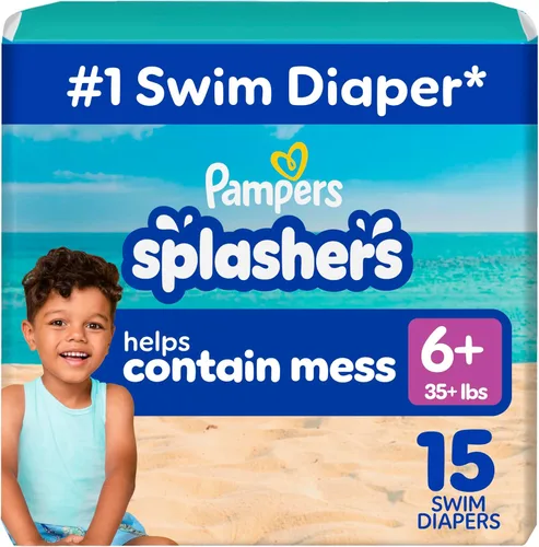 Miniatura 18 de Pañales de natación Pampers - Splashers - Tamaño 5+, 17 unidades, pantalones de natación desechables para bebé sin huecos