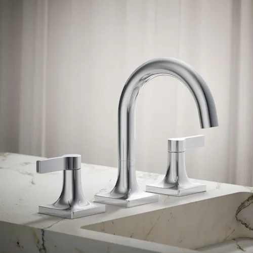 Miniatura 2 de KOHLER K-28125-4-CP Venza - Grifo para lavabo de baño, 3 agujeros con dos manijas de palanca y drenaje clicker, 1.2 GPM, cromo pulido