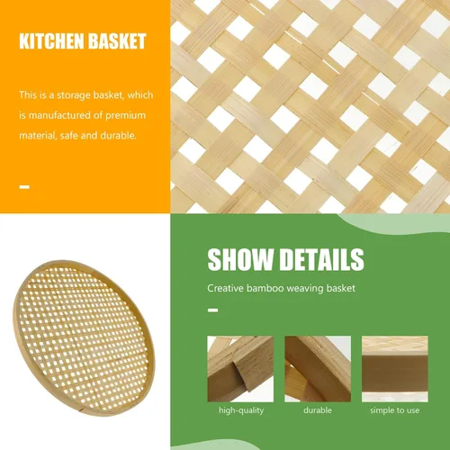 Miniatura 3 de BESTonZON Cesta de tejido para múltiples usos, tamiz natural hecho a mano para almacenamiento de alimentos, aperitivos y artículos diversos para 30cm