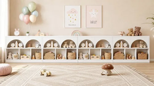 Miniatura 17 de Estantería Infantil y Almacenamiento de Juguetes Fatmok, Organizadores de Almacenamiento de Juguetes con Cajones Móviles y 3 Contenedores