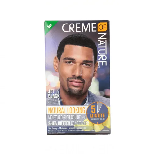 Creme of Nature Color natural rico en humedad con acondicionador de manteca de karité, negro azabache, 1 aplicación