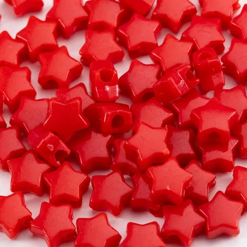 Miniatura 2 de 500 piezas de cuentas acrílicas rojas de 13 mm con gran agujero en forma de estrella para hacer joyas, pulseras, collares, aretes, llaveros, regalos