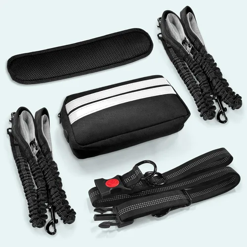 Miniatura 8 de Correa doble para perros con cierre de seguridad, bolsa de cintura para 2 perros Extra-Thick Shock Absorbing Waist Belt, for Dog Walking Running