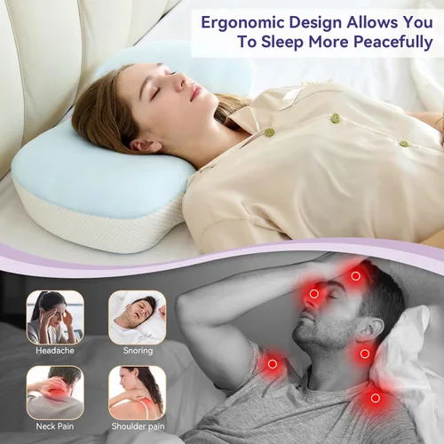 Miniatura 3 de Almohada cervical para el alivio del dolor - Almohada refrescante para dormir de lado, almohada ergonómica de espuma viscoelástica para el soporte