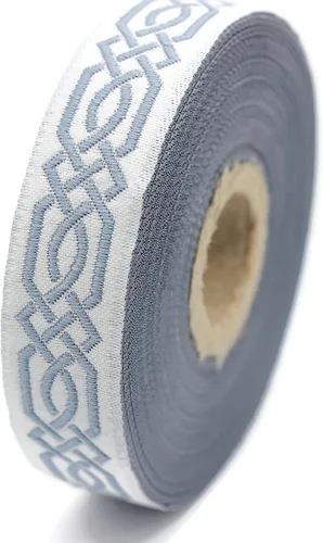 Miniatura 2 de Carrete de 10.9 yardas 0.79 pulgadas de ancho azul celta Claddagh bordado Jacquard Ribbon 20272