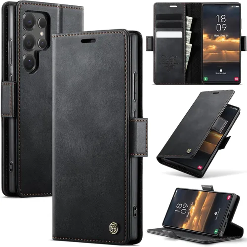 Miniatura 19 de Funda tipo cartera para iPhone 13 de piel tipo cartera con tarjetero y función atril, cierre magnético, bloqueo RFID, TPU a prueba de golpes