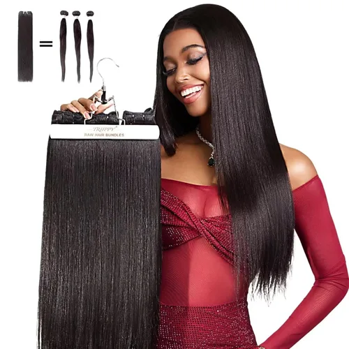 Miniatura 10 de TRIIPPY Paquetes de Cabello Humano Lacio, 100% Cabello Camboyano Crudo Tejido para Coser 3 Paquetes, Triple la Vida Útil Sobre el Paquete de Cabello