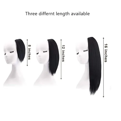 Miniatura 3 de Extensiones de cabello grueso 2 en 1: clip, sintético, sin costuras, añadiendo volumen para adelgazar el cabello de las mujeres - marrón, negro