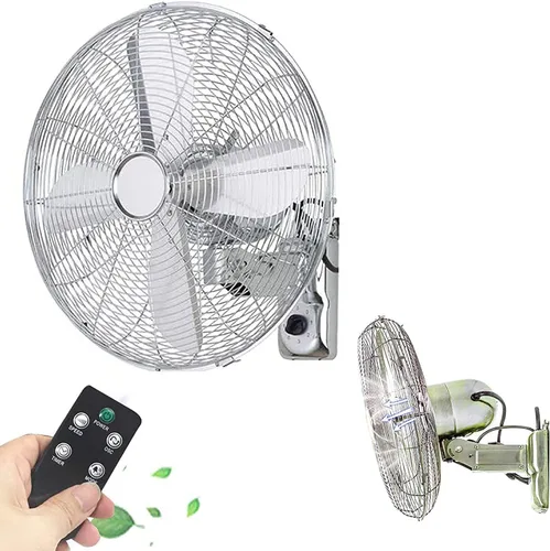 COLOM Ventiladores de montaje en pared, ventilador de refrigeración de metal retro, control remoto oscilante de 90 grados de 50 W, ventilador