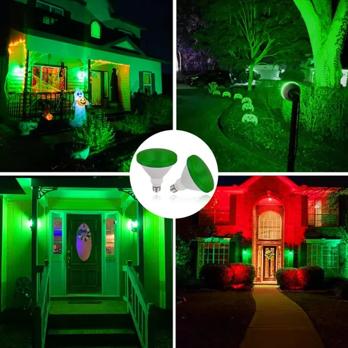 Miniatura 5 de Bombilla verde Par38 – 15 W (equivalente a 100 vatios) – Luces de inundación verdes E26, paquete de 2 unidades, decoración de fiestas, porche