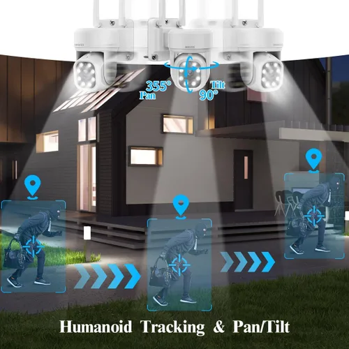 Miniatura 4 de Sistema de cámara de seguridad inalámbrica PT de 5MP con monitor, seguimiento humano AI, WiFi de doble banda 2.4G y 5G, gran angular de 130°, audio