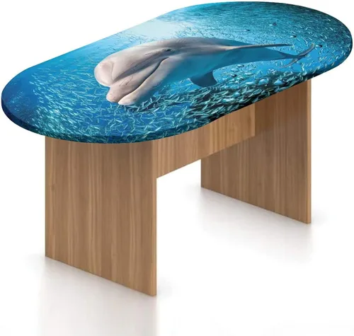 XISUNYA Mantel ajustable ovalado, decoración de animales marinos, funda de poliéster elástico, un mantel ajustable con estampado de delfín nariz de