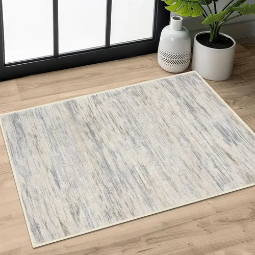 Miniatura 91 de SIILOOM 2 x 3 Alfombra moderna y abstracta para entrada, alfombra neutra azul marino gris multicolor súper suave de área pequeña, alfombras lavables