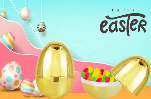 Miniatura 4 de Chochkees Huevos de Pascua dorados jumbo de 6 pulgadas, paquete de 12 unidades, oro metálico, premio de cesta de golosinas, huevos, 6 pulgadas