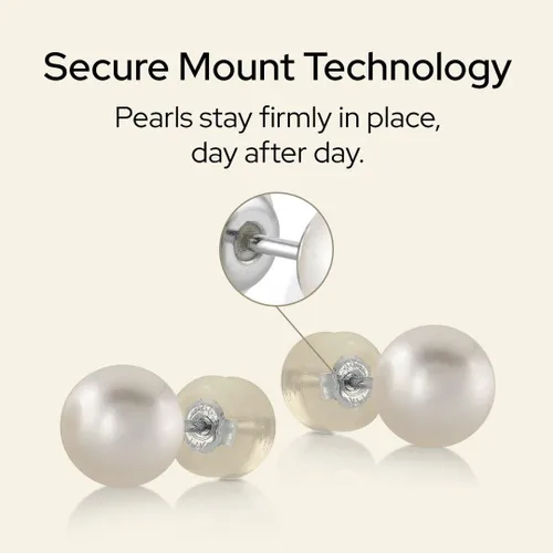 Miniatura 9 de THE PEARL SOURCE White Japanese Akoya Pearl Stud Earrings for Women – Genuine Cultured Pearls, Hypoallergenic Jewelry with Secure 14k Gold Backing