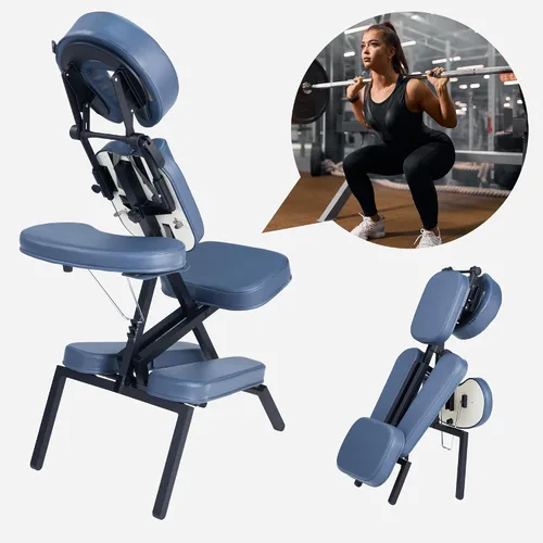 Miniatura 4 de Master Massage Silla de masaje portátil ligera profesional plegable plegable de aluminio ajustable con funda de transporte con ruedas, aluminio, azul