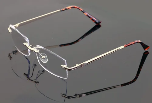 Miniatura 4 de Gafas de lectura UV con bloqueo de diamante sin montura de metal para hombre, anti bloqueo azul, lectores de lentes transparentes