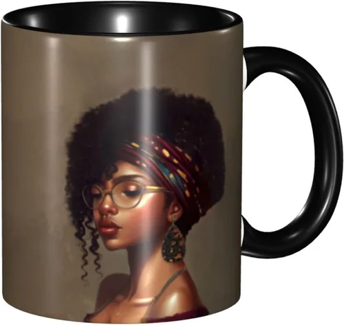 Taza de café, taza de té para mujeres y niñas, taza de diseño único, perfecta para regalos, mujeres afroamericanas afro