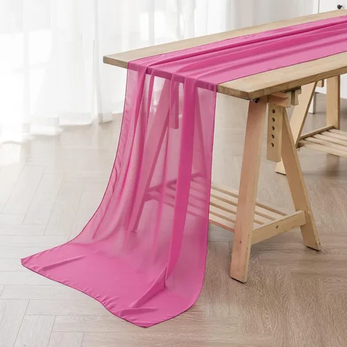 Miniatura 13 de Paquete de 6 caminos de mesa de gasa de 9 pies de 14 x 108 pulgadas, camino de mesa romántico transparente para boda, fiesta de cumpleaños
