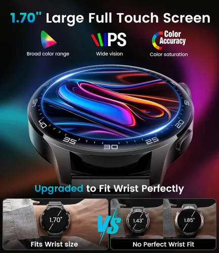 Miniatura 3 de Reloj inteligente de pantalla HD grande de 1.7 pulgadas para hombres con llamada Bluetooth, más de 100 modos deportivos, 800 mAh, IP68 impermeable