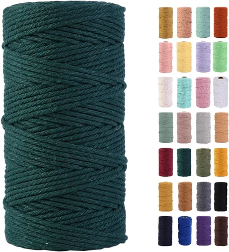 Miniatura 33 de Cordón de macramé gris rosado de 0.118 in x 109 yardas, cuerda de algodón colorido de algodón suave para colgar en la pared, colgar plantas