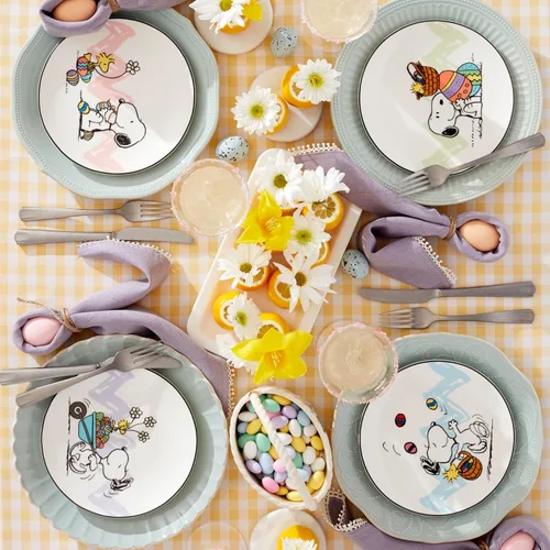 Miniatura 6 de Lenox 895684 Peanuts Easter Snoopy - Juego de platos decorativos de 4 piezas, vajilla de primavera