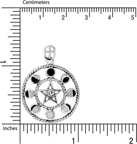 Miniatura 3 de WithLoveSilver - Colgante de plata de ley 925 con esmalte de fase lunar y estrella