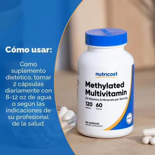 Miniatura 7 de Nutricost Multivitamínico metilado 120 cápsulas, 60 porciones - 23 vitaminas y minerales por porción