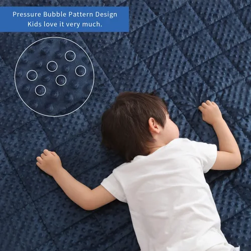 Miniatura 3 de Huloo Sleep Manta con peso para niños, tamaño individual, 5 libras (36 x 48 pulgadas, azul marino) Manta transpirable suave con peso Minky