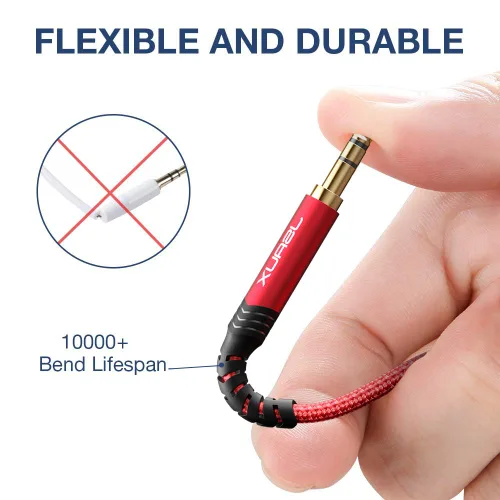 Miniatura 2 de JSAUX Paquete de 2 cables auxiliares, [carcasa de cobre de 4 pies/3.9 ft, sonido de alta fidelidad] Cable auxiliar TRS de audio auxiliar TRS