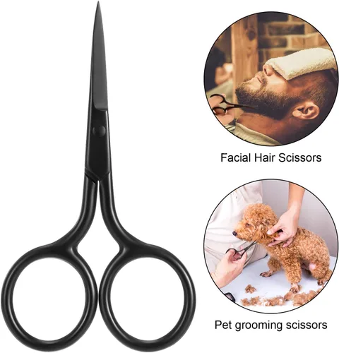 Miniatura 5 de Mudder Paquete de 3 tijeras de nariz pequeñas para recortar el vello facial, mini belleza de acero inoxidable para aseo de cejas, nariz, bigote