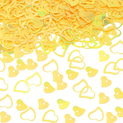 ONLYKXY 1200 piezas de confeti en forma de corazón, decoración de mesa de boda, confeti con purpurina para fiesta de boda (amarillo brillante)
