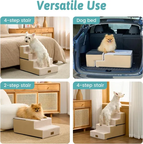 Miniatura 7 de COZY KISS Escaleras para perros pequeños, escaleras extraíbles de 4 niveles para sofá y cama, escalones para perros de 17.7 pulgadas de alto