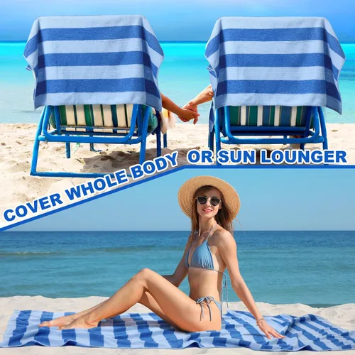 Miniatura 5 de EBOOT Paquete de 10 toallas de playa de gran tamaño, toallas de piscina, toallas de microfibra de secado rápido para adultos, mujeres, hombres, Azul