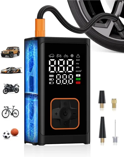 Compresor de aire portátil para inflador de neumáticos: Bomba de aire inalámbrica de 150 PSI con batería de 4000 mAh, indicador digital de apagado