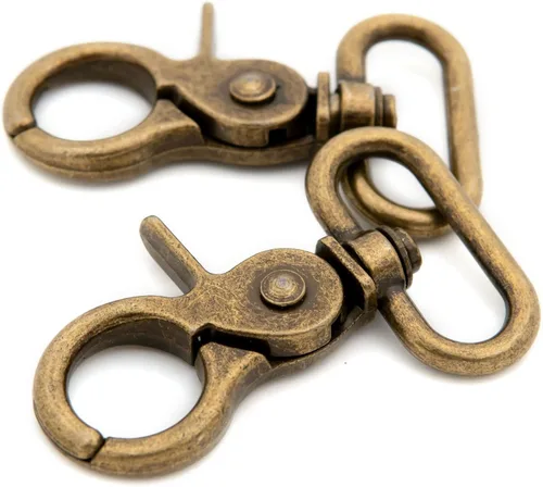 Miniatura 5 de Loosco Broches de gatillo, 6 cierres de gancho ovalados giratorios para gatillo, clips para correas, bolsas, cinturones, artesanía de cuero
