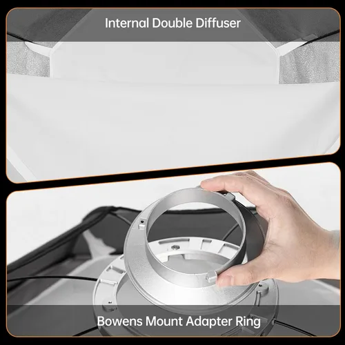 Miniatura 6 de AMBITFUL Caja de luz octogonal de 55.1 in/55 con rejilla de panal, caja de luz octagonal Bowens Mount para flash de estudio, luz suave grande