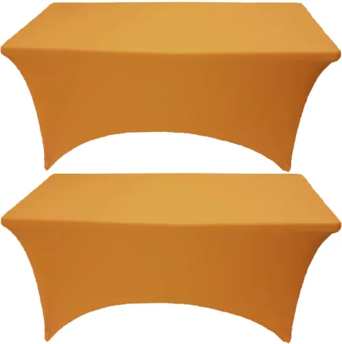Miniatura 12 de Paquete de 2 manteles de elastano elásticos de elastano verde cazador de 4 pies para mesas rectangulares, eventos, bodas, banquetes y fiestas